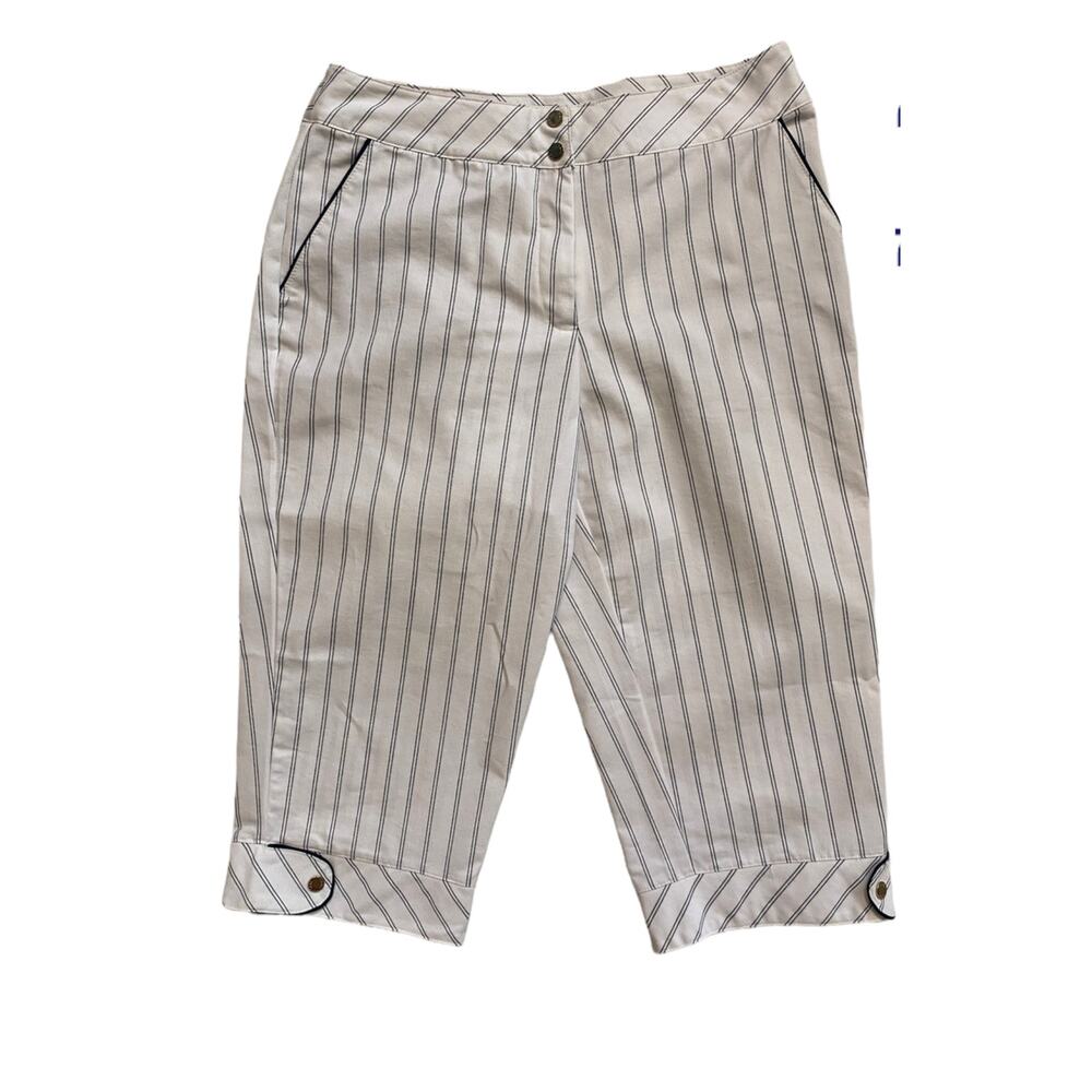 Tail women's striped long golf pickleball shorts pants nautical 6 navy white